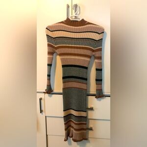 Woman’s long sleeve striped sweater dress by Sweet Generis M/L